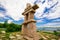 amazing, inviting view of Toronto down town area outdoor park with natural landscape view and stunning inuksuk sculpture