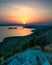 Amazing Kornati archipelago of Croatia. Northern part of Dalmatia. Sunny detail of Stomorski islands.