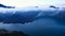 Amazing lake view with mountain and nice smoky sky
