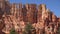 Amazing landscape 4k aerial shot of Bryce canyon national Utah tourist destination with rocky stone red mountain cliffs