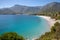 Amazing landscape of the Agia Kyriaki beach in the Kiparissi Lakonia village, Peloponnese, Zorakas Bay, Greece, May 2019