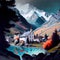 Amazing Landscape Art - Village In The Alps Illustration - Ai Generated