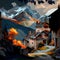 Amazing Landscape Art - Village In The Alps Illustration - Ai Generated