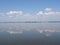 Amazing landscape of artificial european Goczalkowice Reservoir in Poland with beauty clouds on blue sky