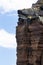 Amazing landscape in the Azores, Portugal. Large rocks against the blue sky on the uninhabited volcanic island of Vila Franca.