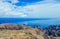 An amazing landscape from coastline of La Gomera, Canary islands. Boat in Atlantic ocean.