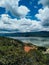 Amazing landscape of Colombian Tomine reservoir lake at Guatavita town
