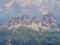 Amazing landscape at the Dolomites in Italy. View at Langkofel Sassolungo Group, Sella and Gardenaccia Group from Marmolada