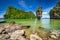 Amazing landscape of the Khao Phing Kan island with Ko Tapu rock on Phang Nga Bay in Thailand