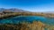 Amazing landscape with a lake and river in the middle of the desert with shades in the water of blue and turquoise green