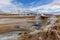 Amazing landscape in the north of Iceland near Lake Myvatn. Panoramic view in myvatn geothermal area. Beautiful landscape in Icela