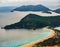 Amazing landscape of Oludeniz Beach and bay, Mugla, Turkey. Aerial Photo from Lycian way. Summer and holiday concept.