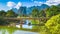 Amazing landscape of river among mountains. Laos. Panorama