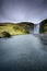 Amazing landscape at sunset in the most popular waterfall in Iceland