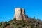 Amazing landscape of the Tuscan countryside with the medieval fortress Rocca of Tentennano on the hill in winter