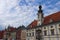 Amazing landscape view of medieval building against vibrant sky. The Rotovz Town Hall Square in Maribor