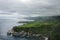 Amazing landscape view of Sao Miguel island coast in Azores Portugal tourist viewpoint in cloudy sky