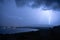 Amazing lightning strike over lake