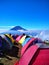 Amazing Line Of Tents on Top Kembang Mountain Central Java Indonesia