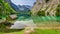 Amazing little house on the lake Obersee in Alps, Europe