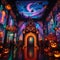 Amazing location on Halloween, neon ambiance