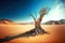 amazing lonely dead tree in beaful desert