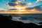 Amazing Los Hervideros lava caves in Lanzarote island at sunset, popular touristic attraction, Canary Islands, Spain