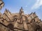 Amazing low angle shot of the Chapel of St. Agatha and Roman wall in Barcelona