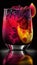 Amazing magenta, pink, purple, orange, yellow fusion cocktails with grapefruit, syrup and pomegranate