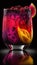Amazing magenta, pink, purple, orange, yellow fusion cocktails with grapefruit, syrup and pomegranate