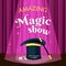 Amazing magic show placard illustration. Evening poster invitation mystical performance wizards best mysterious