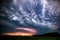 Amazing mammatus clouds with lightning storm