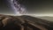 Amazing milky way over the dunes Erg Chebbi in the Sahara desert