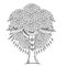 Amazing Monochrome Tree Of Life In The Indian Style With Leaves. Cartoon Vector Illustrations.