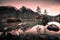 Amazing morning scenery on Hintersee Lake with alpine peaks reflected on the water