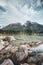 Amazing morning scenery on Hintersee Lake with alpine peaks reflected on the water