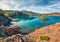 Amazing morning seascape of Mediterranean  sea, Turkey, Asia. Bright spring view of a small azure bay near the Tekirova village,