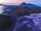 Amazing Mount Bromo volcano during sunrise from king kong viewpoint on Mountain Penanjakan in Bromo Tengger Semeru National Park,