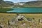 Amazing mountain lake in the crater of an extinct volcano