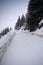 Amazing mountain road covered with snow in a winter morning, great landscape