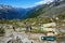 Amazing mountain trail from the middle cable car station to Refuge du Plan de l`Aiguille