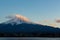 Amazing Mt Fuji Kawaguchiko lake, Japan landscape in sunset day time in blue sky background concept for fujisan japanese nature