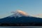 Amazing Mt Fuji Kawaguchiko lake, Japan landscape in sunset day time in blue sky background concept for fujisan japanese nature