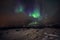 Amazing multicolored Aurora Borealis also know as Northern Lights in the night sky over Lofoten landscape, Norway, Scandinavia.