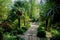 Amazing nature in The Agapanthe Garden  in Grigneuseville   - topiary boxwood  and palm trees  and sandy pathes