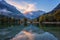 Amazing nature autumn landscape, Jasna lake in Triglav national park, Kranjska Gora, Slovenia. Outdoor travel background