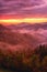 Amazing nature landscape, misty colorful sunrise in Alps mountains, travel background, Slovenia