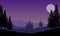 Amazing nature scenery at cool night on the edge of the city. Vector illustration