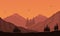 Amazing nature scenery at twilight in the afternoon. Vector illustration