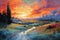 amazing nature sunset impressionism ai generated art